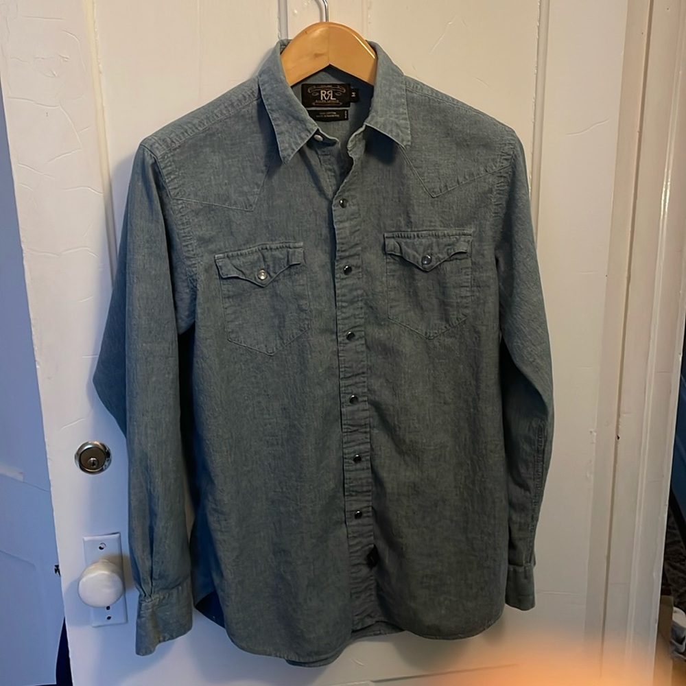 Double RL Ralph Lauren western chambray shirt size M with snaps
